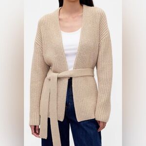 GAP Women's Tan Knit Belted Cardigan
